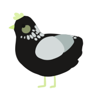 Hologram, a sable and silver chicken with a neck-speckle pattern