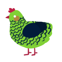 A grass and tumblr chicken with a lace pattern