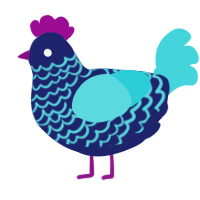 (unnamed), a navy and aqua chicken with a lace pattern