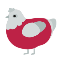 A crimson and silver chicken with a head pattern