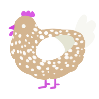 A beige and white chicken with a speckle pattern