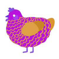 A amethyst and orange chicken with a lace pattern