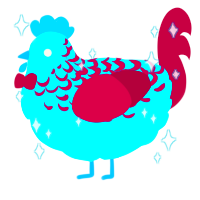 Draco Meteor, a aqua and maroon chicken with a half-lace pattern