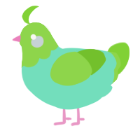 A mint and grass chicken with a head pattern