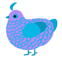 A lilac and cerulean chicken with a lace pattern