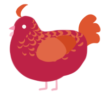 Lava, a crimson and vermilion chicken with a half-lace pattern