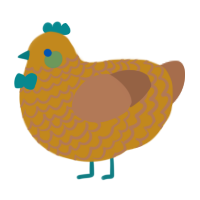A ochre and brown chicken with a lace pattern