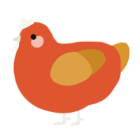 A vermilion and orange chicken