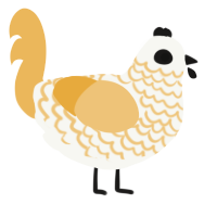 A white and honey chicken with a lace pattern