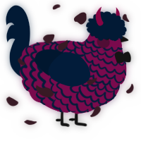 A wine and tumblr chicken with a lace pattern