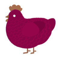A maroon chicken with a lace pattern