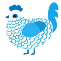 A white and sky chicken with a lace pattern