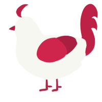 A white and crimson chicken