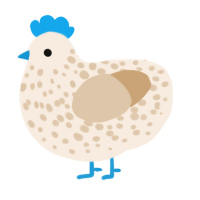 A cream and beige chicken with a speckle pattern