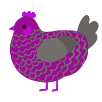 Clip, a plum and grey chicken with a lace pattern