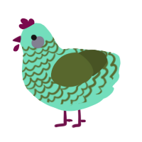 A mint and olive chicken with a lace pattern