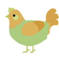 Jenny Smith, a gluppy and honey chicken with a head pattern