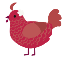 A crimson and red chicken with a lace pattern