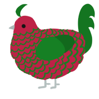 A crimson and leaf chicken with a lace pattern
