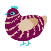 A wine and beige chicken with a bar pattern