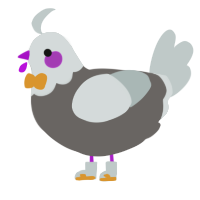 PAM, a grey and silver chicken with a head pattern
