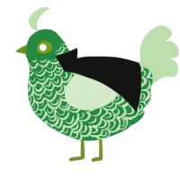 A viridian and gluppy chicken with a double-lace pattern