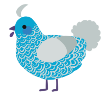A cerulean and silver chicken with a double-lace pattern