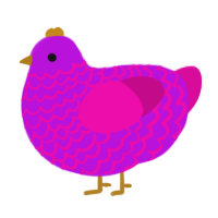 A amethyst and fuchsia chicken with a lace pattern