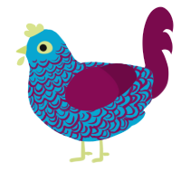 Macaw, a cerulean and wine chicken with a double-lace pattern