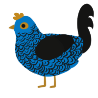 Nutrient Enriched, a sapphire and black chicken with a double-lace pattern