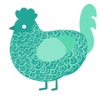 Moonlight, a turquoise and mint chicken with a double-lace pattern