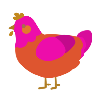 dunkin donuts, a vermilion and fuchsia chicken with a head pattern