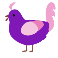 A violet and pink chicken