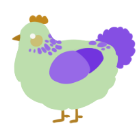 A gluppy and blurple chicken with a neck-speckle pattern