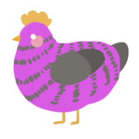 A orchid and grey chicken with a bar pattern