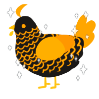 A sable and orange chicken with a lace pattern