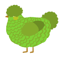 A grass and chartreuse chicken with a lace pattern