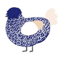 A navy and cream chicken with a double-lace pattern