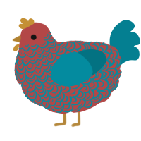 (unnamed), a red and sea chicken with a double-lace pattern