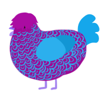 A plum and sky chicken with a double-lace pattern