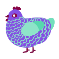 celine, a blurple and mint chicken with a lace pattern