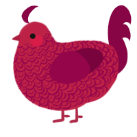 A crimson and maroon chicken with a double-lace pattern