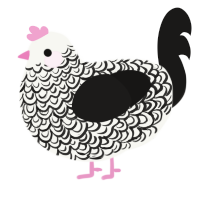 Captain, a white and sable chicken with a double-lace pattern