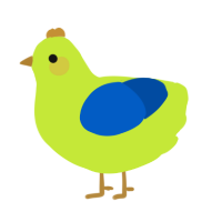 A lime and ultramarine chicken