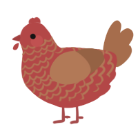 Red xyx 2, a red and brown chicken with a lace pattern