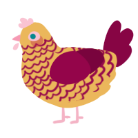 A honey and maroon chicken with a lace pattern