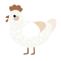 A white and cream chicken with a speckle pattern