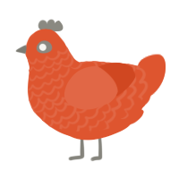 A vermilion chicken with a lace pattern