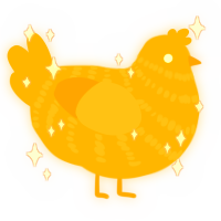 A orange chicken with a bar pattern