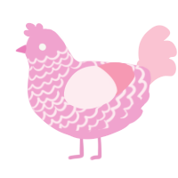 A pink and rose chicken with a lace pattern